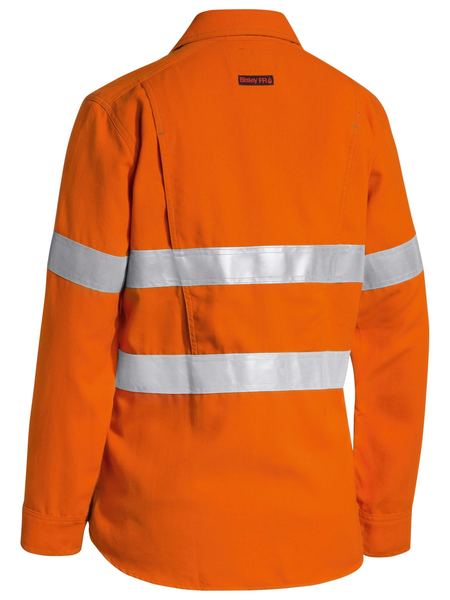 BL8097T BISLEY LADIES TENCATE TECASAFE PLUS 580 TAPED HI VIS LIGHTWEIGHT FR VENTED LONG SLEEVE SHIRT - ON THE GO SAFETY & WORKWEAR