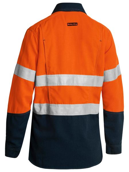 BL8098T BISLEY LADIES TENCATE TECASAFE PLUS 580 TAPED TWO TONE HI VIS LIGHTWEIGHT FR VENTED SHIRT - LONG SLEEVE - ON THE GO SAFETY &amp; WORKWEAR