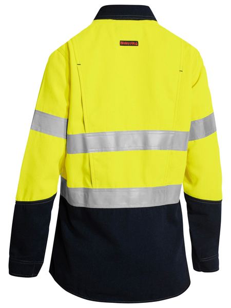 BL8098T BISLEY LADIES TENCATE TECASAFE PLUS 580 TAPED TWO TONE HI VIS LIGHTWEIGHT FR VENTED SHIRT - LONG SLEEVE - ON THE GO SAFETY & WORKWEAR