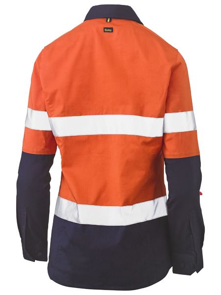 BISLEY Ladies Taped Hi Vis Stretch V-Neck Shirt BLC6064T