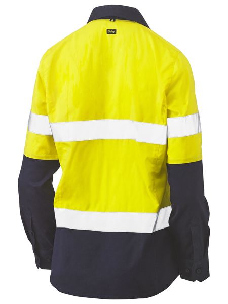 BISLEY Ladies Taped Hi Vis Stretch V-Neck Shirt BLC6064T
