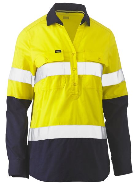 BISLEY Ladies Taped Hi Vis Stretch V-Neck Shirt BLC6064T