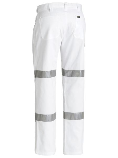 BP6808T BISLEY 3M TAPED COTTON DRILL WHITE WORK PANT - ON THE GO SAFETY &amp; WORKWEAR