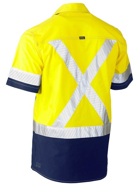BISLEY Flex & Move Two Tone Hi Vis Stretch Utility Shirt - Short Sleeve BS1177XT