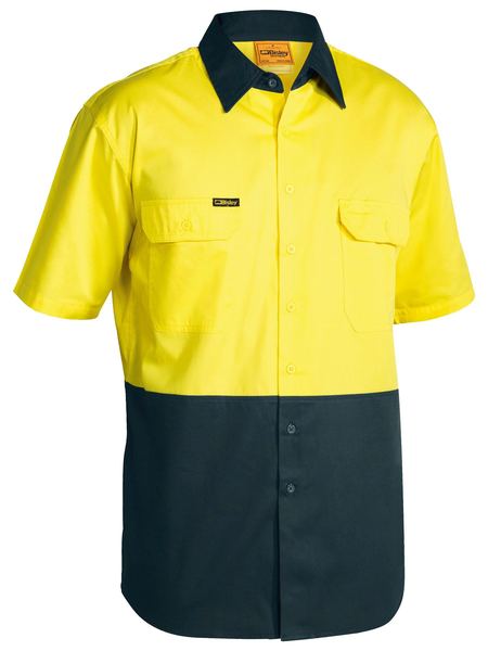 BISLEY TWO TONE HI-VIS OPEN FRONT COOL LIGHTWEIGHT SHORT SLEEVE SHIRT BS1895 - ON THE GO SAFETY &amp; WORKWEAR