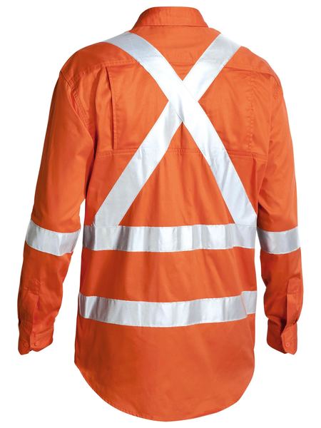 BISLEY 3M X Taped Hi Vis Long Sleeve Mens Drill Shirt BS6156T