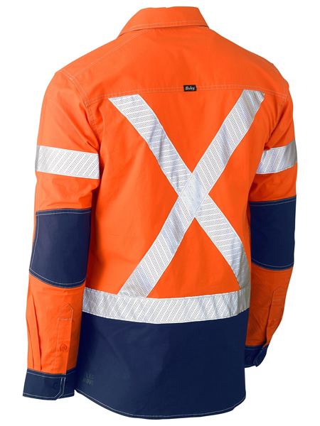 BISLEY Flex &amp; Move Two Tone Hi Vis Stretch Utility Shirt - Long Sleeve BS6177XT