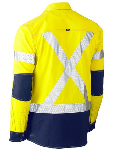 BISLEY Flex &amp; Move Two Tone Hi Vis Stretch Utility Shirt - Long Sleeve BS6177XT