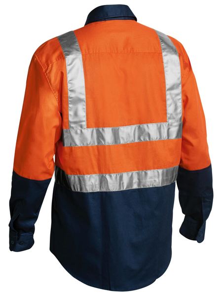 BISLEY 2 Tone Hi Vis Drill Shirt 3M Reflective Tape - Long Sleeve BS6267T