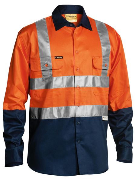 BISLEY 2 Tone Hi Vis Drill Shirt 3M Reflective Tape - Long Sleeve BS6267T