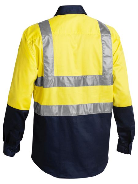 BISLEY 2 Tone Hi Vis Drill Shirt 3M Reflective Tape - Long Sleeve BS6267T