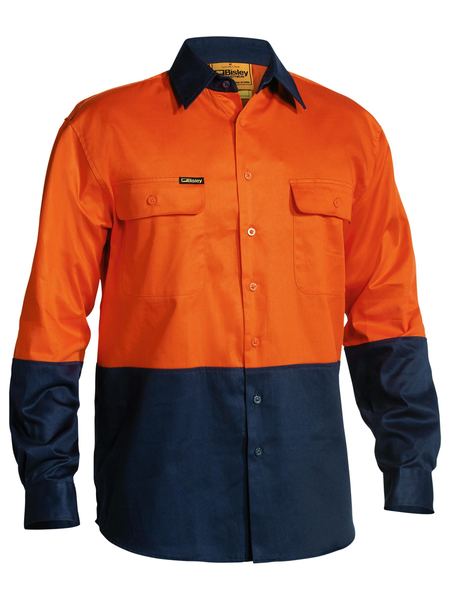 BISLEY 2 Tone Hi Vis Drill Shirt - Long Sleeve BS6267