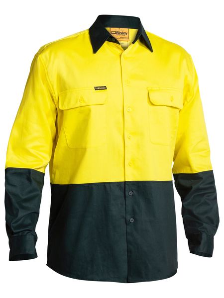 BISLEY 2 Tone Hi Vis Drill Shirt - Long Sleeve BS6267
