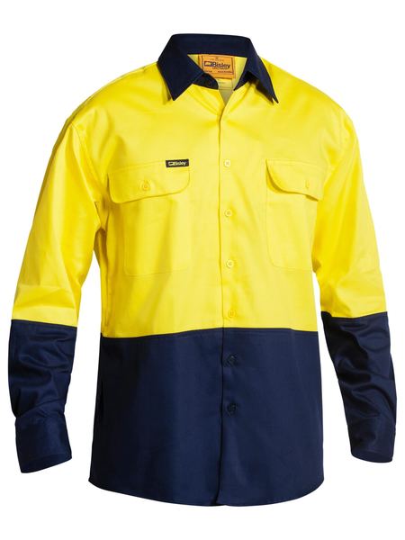BISLEY 2 Tone Hi Vis Drill Shirt - Long Sleeve BS6267