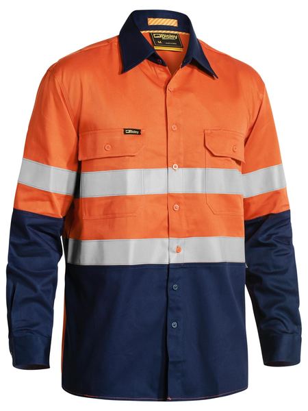 BISLEY 3M Taped 2 Tone Hi Vis Mens Industrial Cool Vent Shirt BS6448T