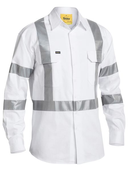 BISLEY 3M Taped White Drill Shirt BS6807T