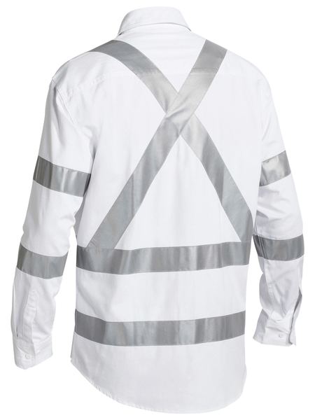 BISLEY 3M Taped White Drill Shirt BS6807T