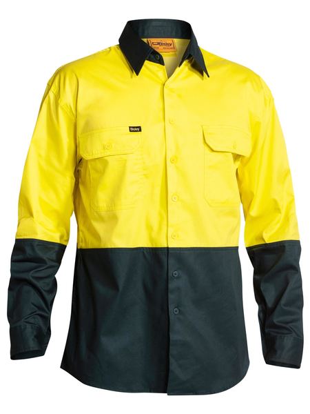 BISLEY Two Tone Hi Vis Cool Lightweight Drill Shirt - Long Sleeve BS6895