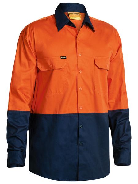 BISLEY Two Tone Hi Vis Cool Lightweight Drill Shirt - Long Sleeve BS6895