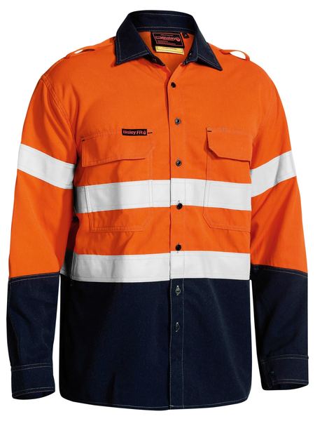 BISLEY Tencate Tecasafe Plus 700 Taped Two Tone Hi Vis FR Vented Long Sleeve Shirt BS8082T
