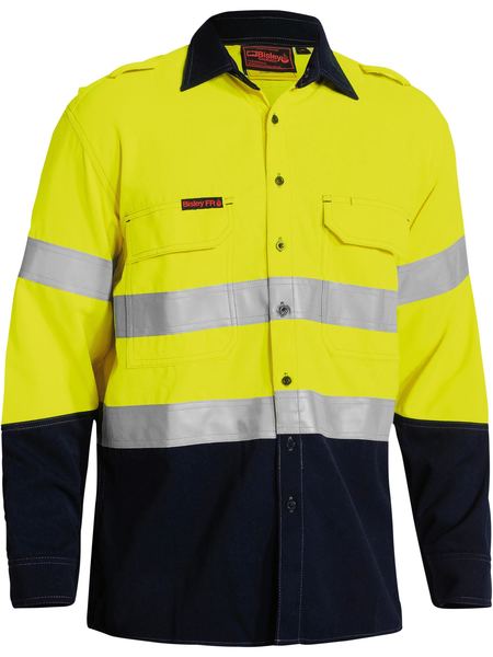 BISLEY Tencate Tecasafe Plus 700 Taped Two Tone Hi Vis FR Vented Long Sleeve Shirt BS8082T