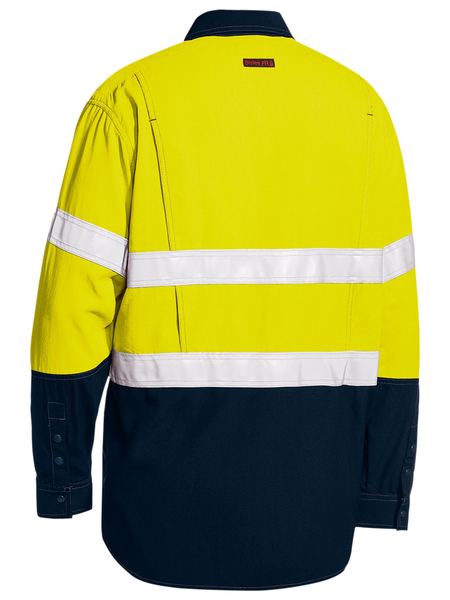 BISLEY Tencate Tecasafe Plus 480 Taped Two Tone Hi Vis Lightweight FR Vented Shirt - Long Sleeve BS8237T