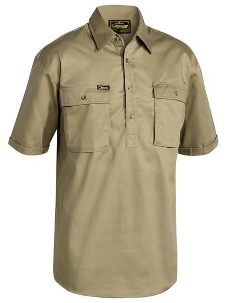 BISLEY Closed Front Cotton Drill Shirt - Short Sleeve BSC1433
