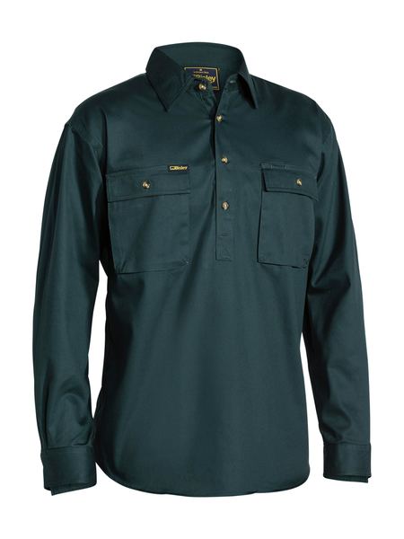 BISLEY Closed Front Cotton Drill Shirt - Long Sleeve  BSC6433