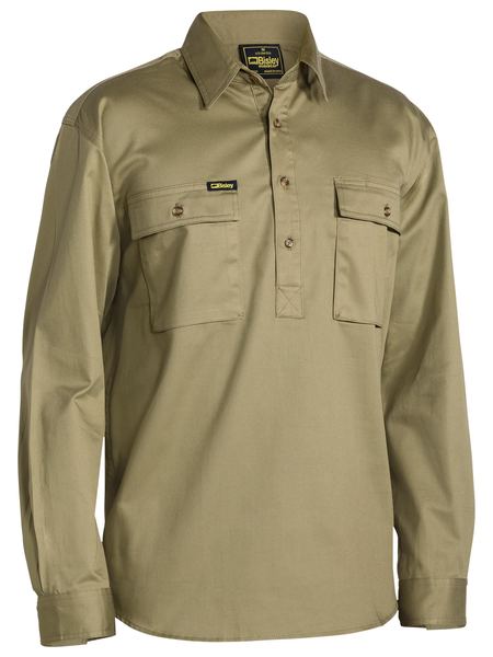 BISLEY Closed Front Cotton Drill Shirt - Long Sleeve  BSC6433