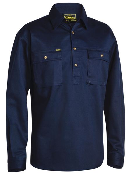BISLEY Closed Front Cotton Drill Shirt - Long Sleeve  BSC6433