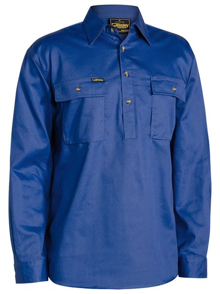 BISLEY Closed Front Cotton Drill Shirt - Long Sleeve  BSC6433