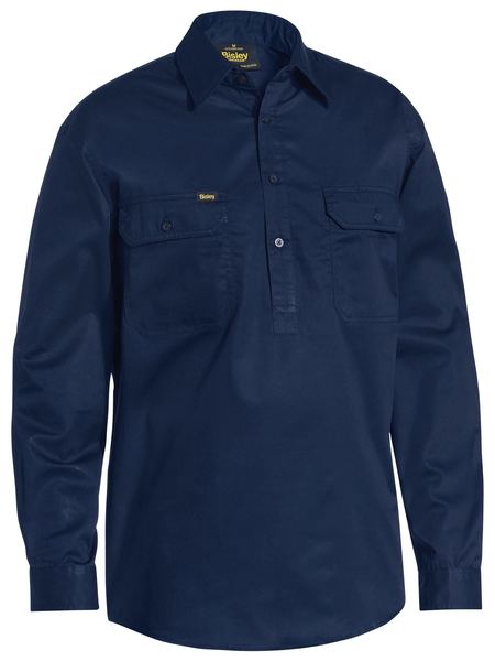 BISLEY Closed Front Cotton Light Weight Drill Shirt - Long Sleeve BSC6820