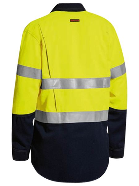 BISLEY Tencate Tecasafe Plus Taped Two Tone Hi Vis Closed Front Vented Shirt - Long Sleeve BSC8075T