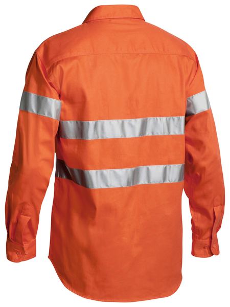 BISLEY Hi Vis 3M Reflective Tape Mens Drill Long Sleeve Shirt BT6482