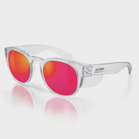 SAFESTYLE Cruisers Clear Frame Mirror Red Polarised Lens CRCRP100