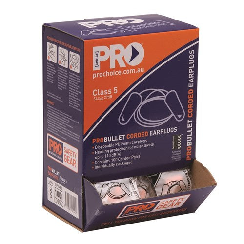 Pro Bullet Disposable Earplugs Corded EPOC