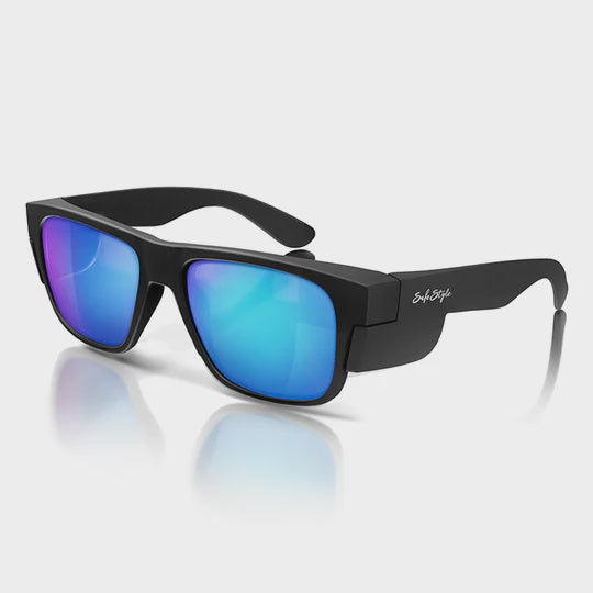 SAFESTYLE Fusions Matte Black Frame Mirror Blue Polarised Lens FMBBP100