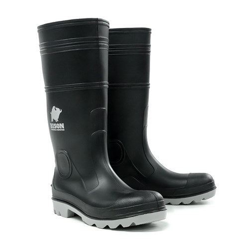 BISON Gumboot Inca PVC Black/Grey - INCAGS