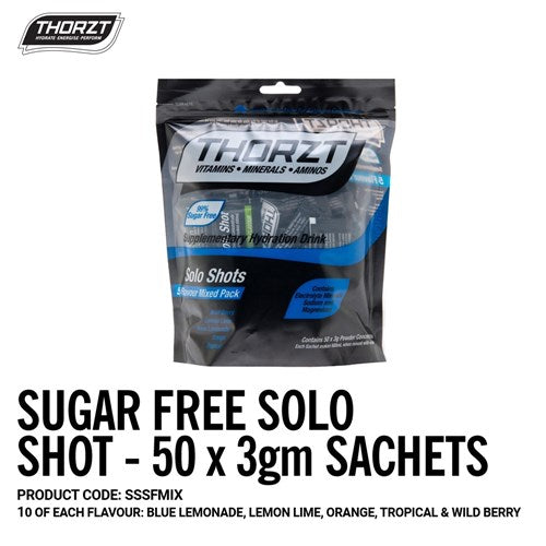 THORZT Sugar Free Single Serve Sachet 3g - 600mL - 50 Pack (10 Of Each Flavour) SSSFMIX