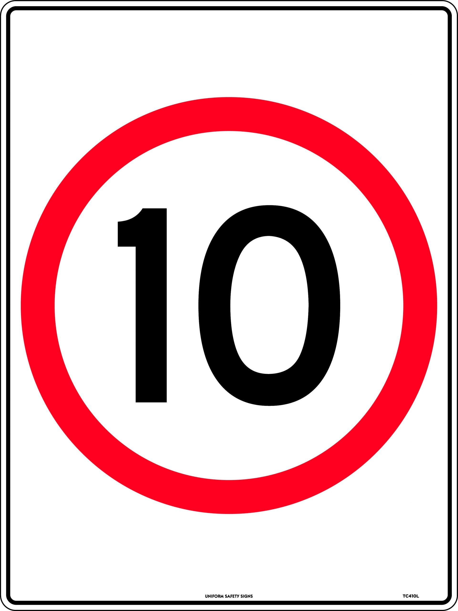 10km Speed in Roundel 600x450mm Metal Sign TC410LM