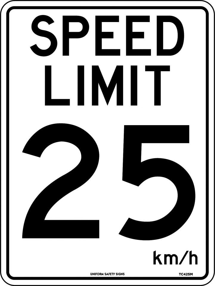 25km Speed Limit - Poly 300x225mm TC425MP