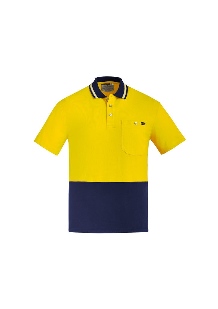 SYZMIK MENS HI VIS COTTON S/S POLO ZH435 - ON THE GO SAFETY &amp; WORKWEAR