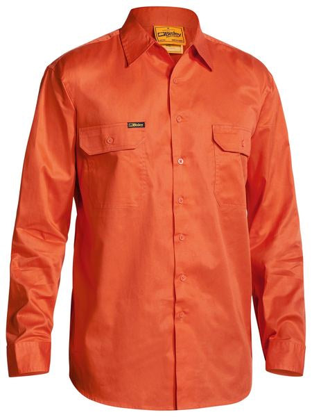 BISLEY Mens Cool Lightweight Gusset Cuff Hi Vis Drill Shirt - Long Sleeve BS6894