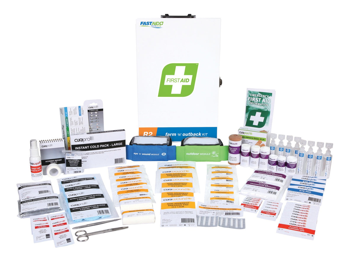FAR2N10 FIRST AID KIT, R2, FARM 'N' OUTBACK KIT, METAL WALL MOUNT