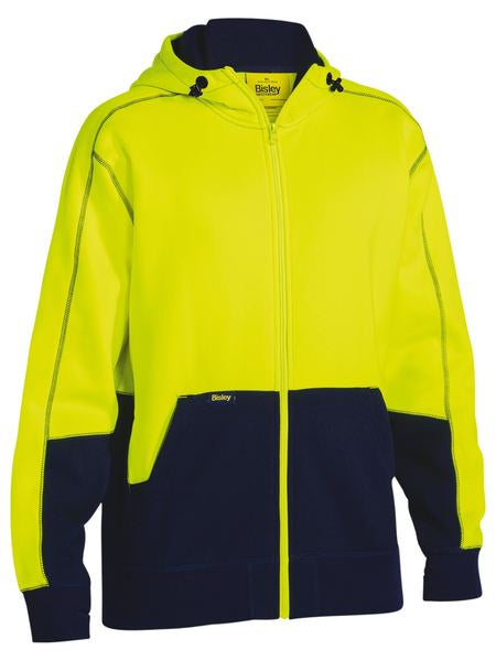 BK6819 BISLEY HI VIS ZIP FLEECE HOODIE - ON THE GO SAFETY & WORKWEAR