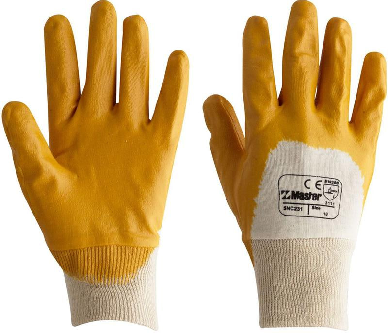 5NC231 MASTERS YELLOW DIPPED GLOVES - GLOVE SAFETY MASTER YELLOW STAR 3/4 NITRILE COATED KNITWRIST