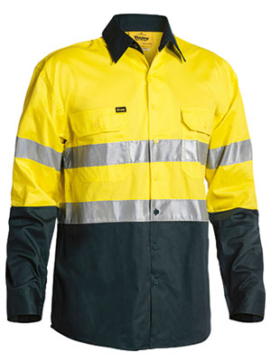 BISLEY Two Tone Taped Hi-Vis Cool Lightweight Long Sleeve Shirt/Gusset Cuff BS6896