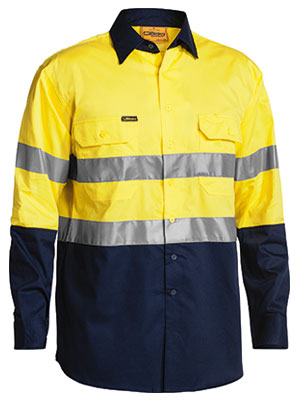 BISLEY Two Tone Taped Hi-Vis Cool Lightweight Long Sleeve Shirt/Gusset Cuff BS6896