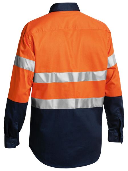 BISLEY 2 Tone Closed Front Hi Vis Drill Shirt 3M Reflective Tape - Long Sleeve BTC6456