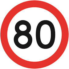 80 KM/H IN ROUNDEL REFLECTIVE - CORFLUTE SIGN 600x600mm